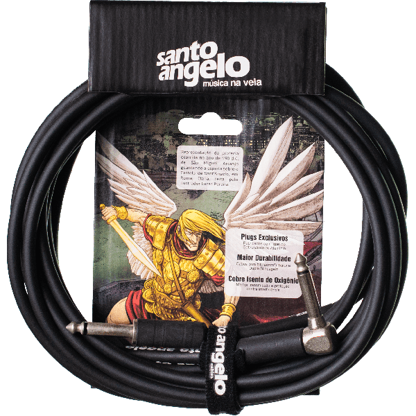 Cabo De Guitarra Angel L 0,30Mm P10/P10 90º 20Ft 6,10M Preto