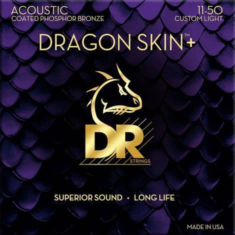 Encordoamento DR Strings Dragon Skin+ Violão Phosphor Bronze 11-50 Custom Light